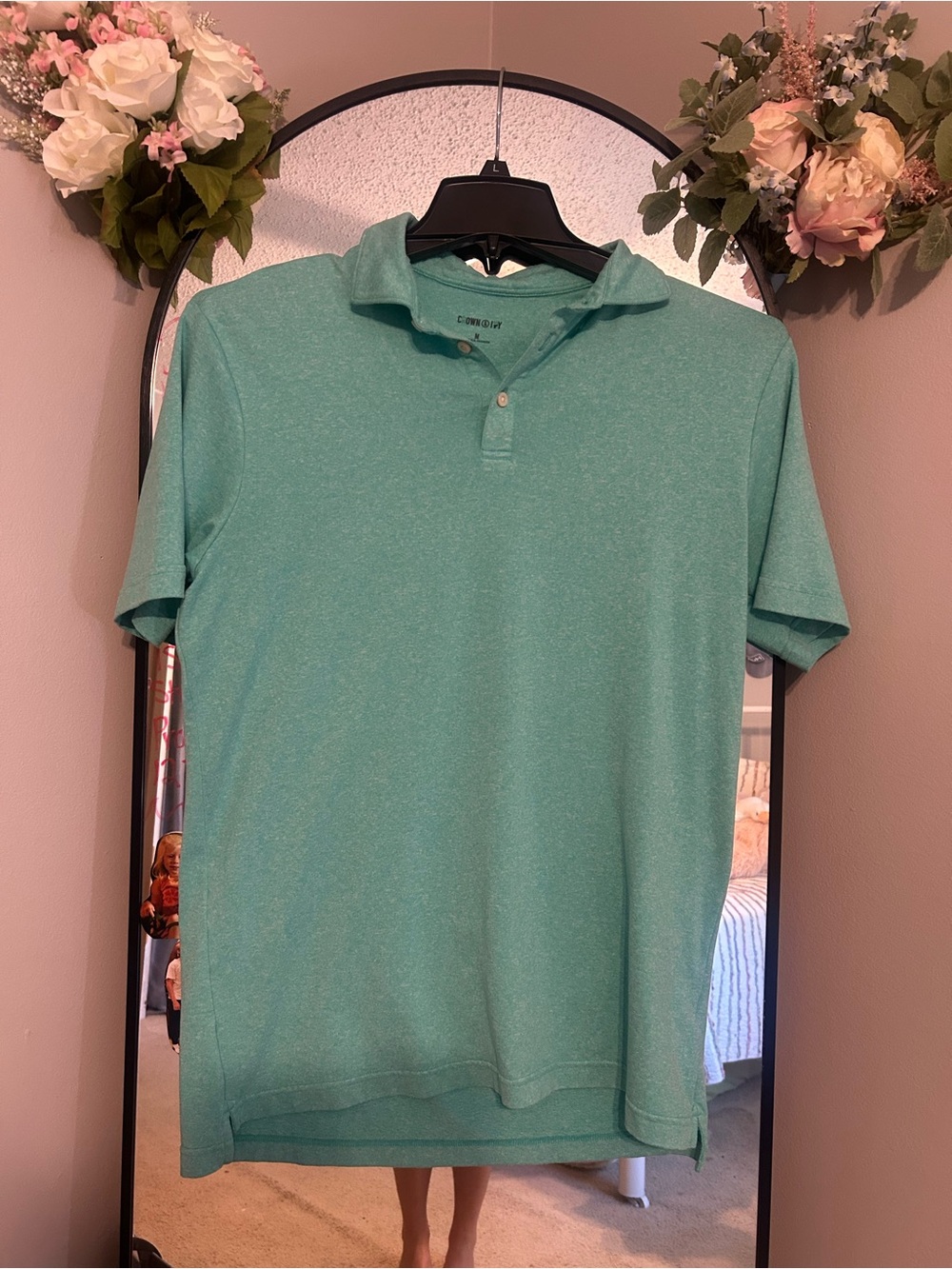 crown & ivy Mint Green Heather Short-Sleeve Polo